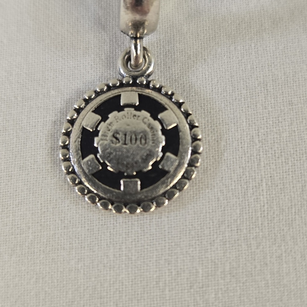 Pandora $100 Poker Chip Charm High Roller Casino Las Vegas Sterling Silver